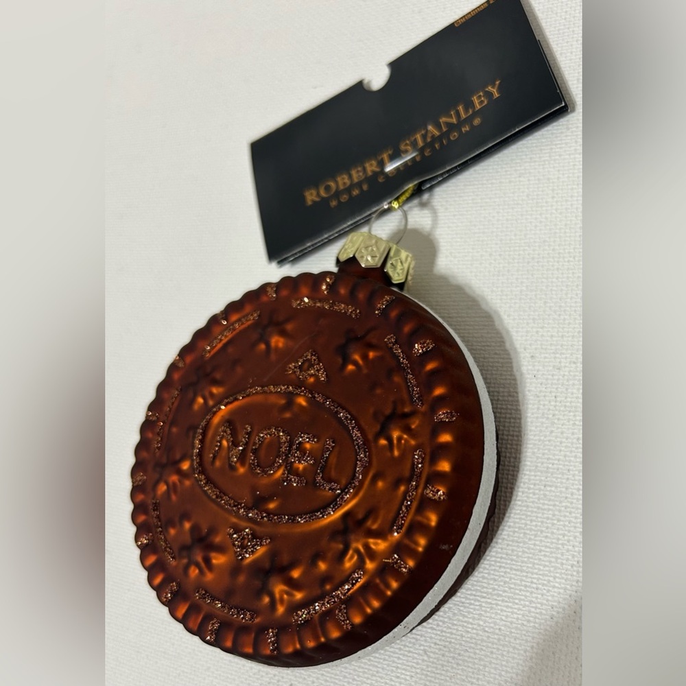 ROBERT STANLEY Christmas Ornament Blown Glass Cookie  NEW